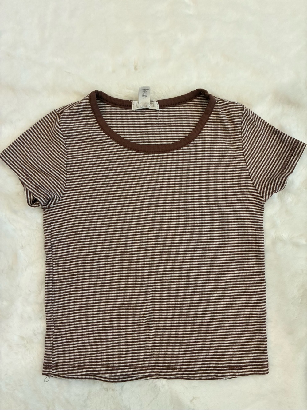 Full Tilt Brown and white Striped Short Sleeve Tee